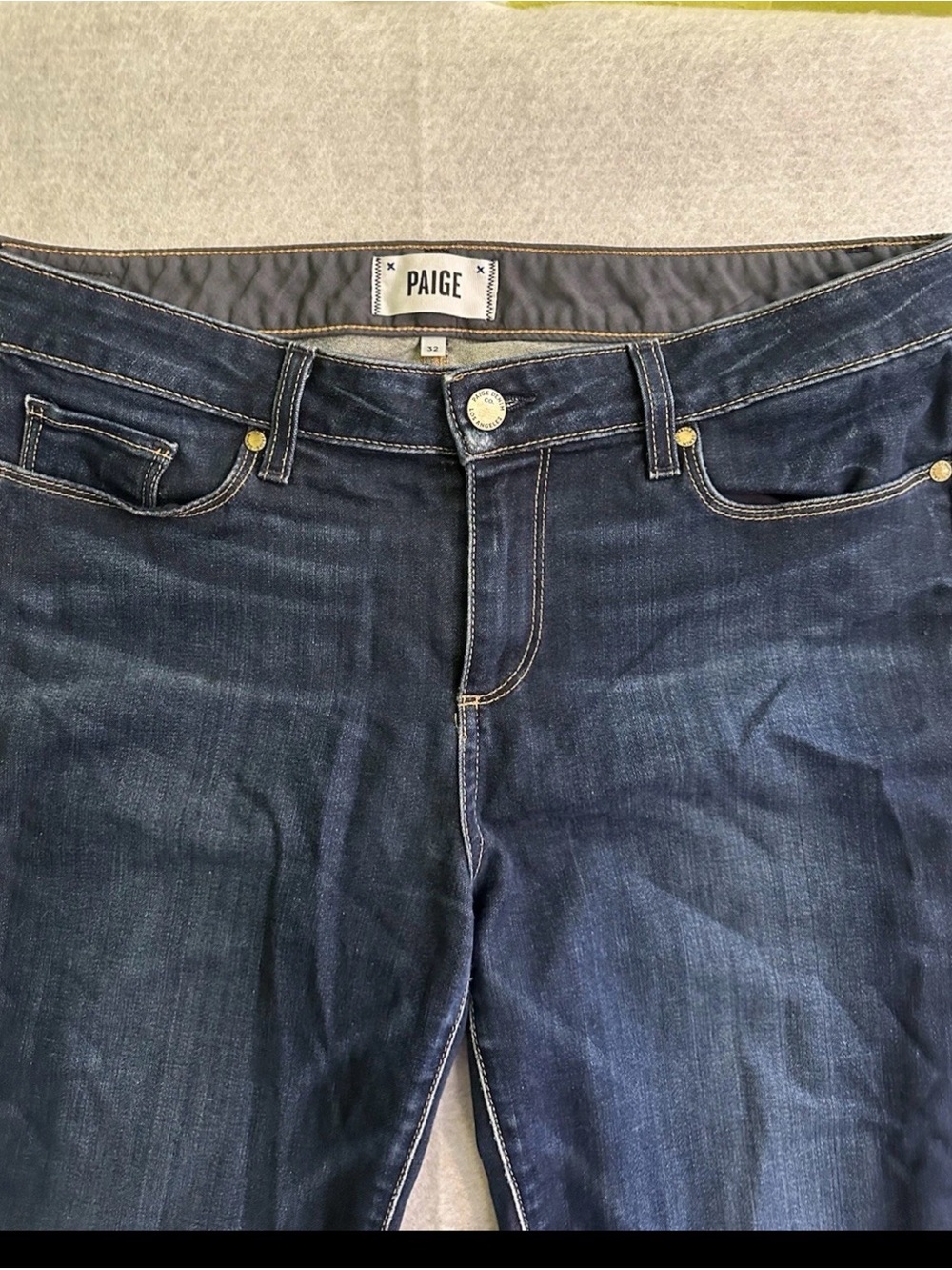 PAIGE Skyline Skinny Jeans Size 32 Dark Wash Stretch Premium Denim Good Cond.